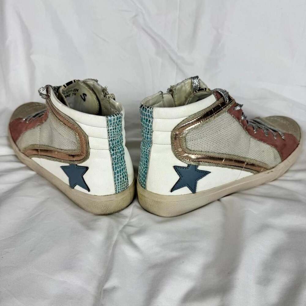 Shu Shop Roxanne High Top Sneakers Blush Pink Star Glitter Laces